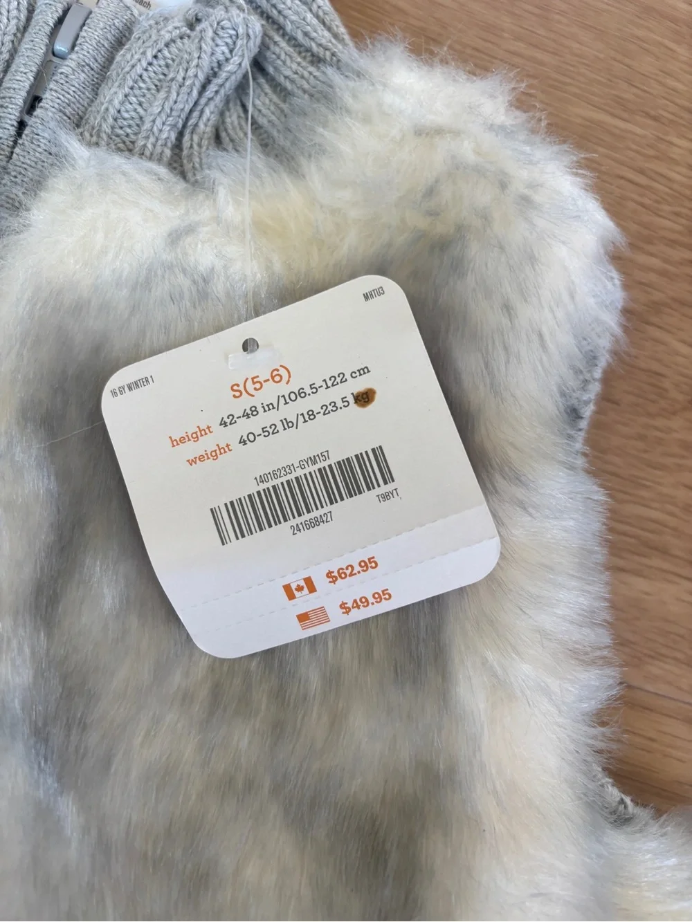 Gymboree Girls Faux Fur Zip Vest in white and grey